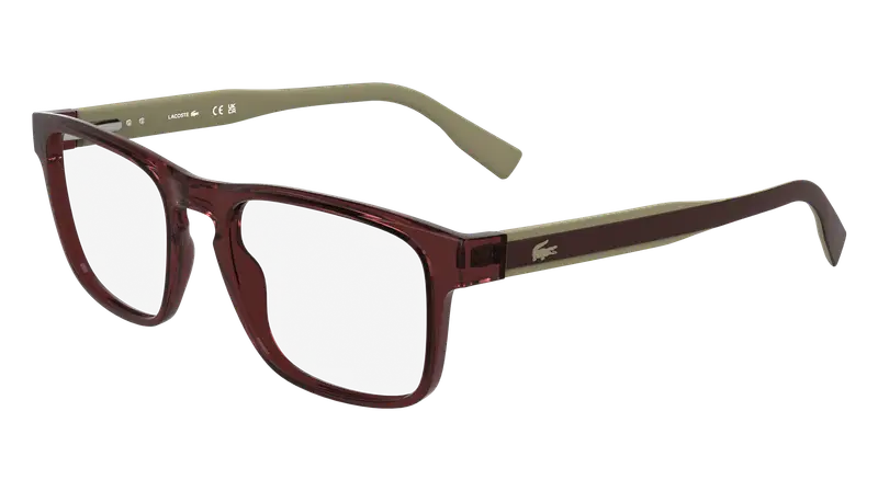 Lacoste Uomo L2972 601 Montature da vista Bio-iniettato Bordeaux Squadrata Normale