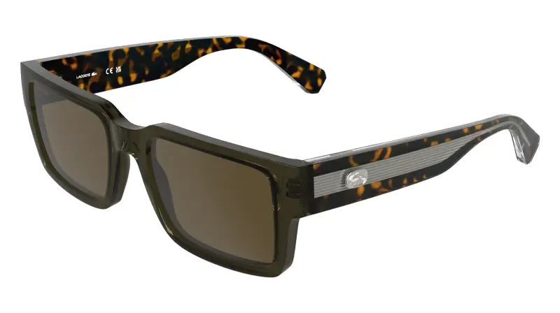 Uomo Lacoste L6089S 275 Occhiali da sole Bio-iniettato Verde Marrone Squadrata Normale