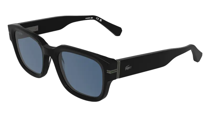 Uomo Lacoste L6093S 001 Occhiali da sole Acetato Nero Blu Squadrata Normale