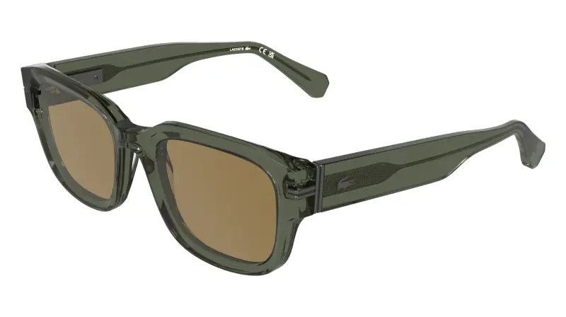 Uomo Lacoste L6093S 275 Occhiali da sole Acetato Verde Marrone Squadrata Normale