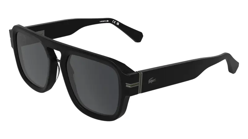 Uomo Lacoste L6094S 001 Occhiali da sole Acetato Nero Grigio Squadrata Normale