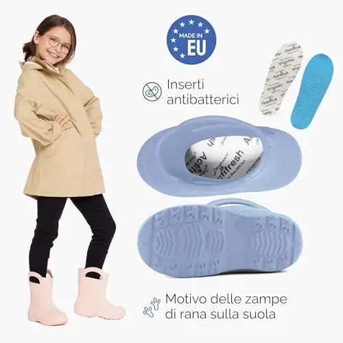 Ladeheid Stivali Bambino e Bambina in Gomma Comodi Stivali Pioggia Bambino con Motivo a Rana LA-CA miniatura 3