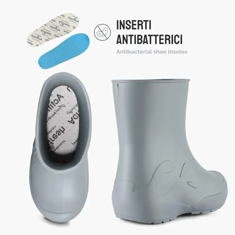 Ladeheid Stivali pioggia bambino e Bambina in EVA Stivaletti Pioggia per bambini in gomma e resistenti LA-CA-10 (Grigio, 30/31 EU) miniatura 2