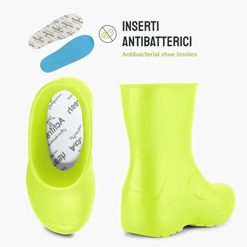 Ladeheid Stivali pioggia bambino e Bambina in EVA Stivaletti Pioggia per bambini in gomma e resistenti LA-CA-10 (Lime, 32/33 EU) miniatura 2