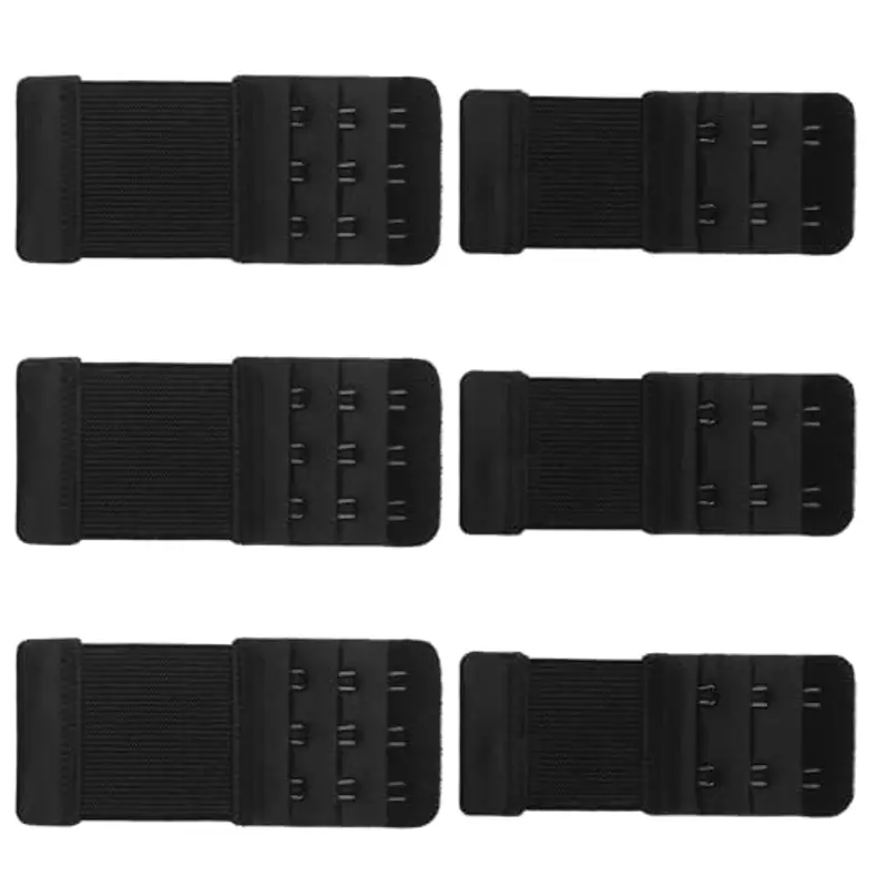 Lafefe Estensore per Reggiseno 6 Pezzi, Allunga Reggiseno 2 Ganci, 3 Ganci, Prolunga per Reggiseno Morbido Ed Elastico, Adatto per biancheria intima Nero