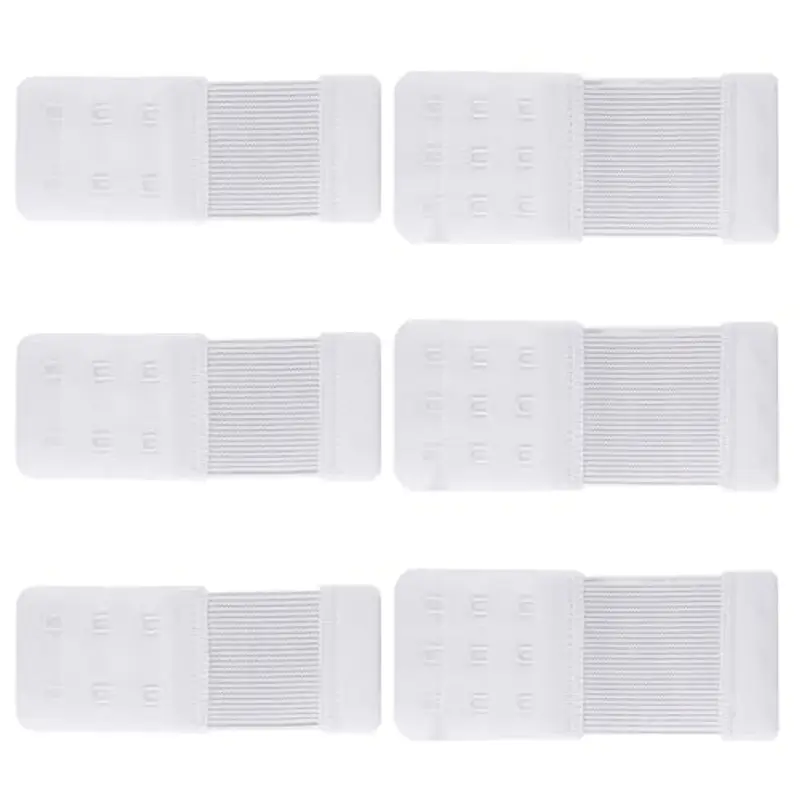 Lafefe Estensore per Reggiseno 6 Pezzi, Allunga Reggiseno 2 Ganci, 3 Ganci, Prolunga per Reggiseno Morbido Ed Elastico, per Biancheria Intima Bianco