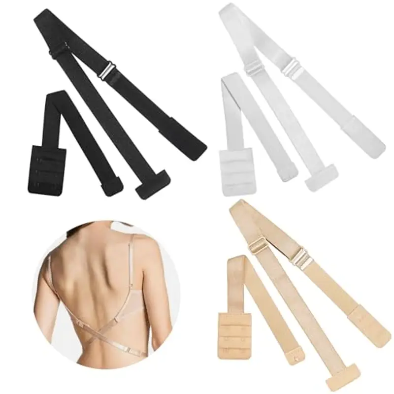 Lafefe Estensore per Reggiseno 6 Pezzi, Allunga Reggiseno 2 Ganci, reggiseno invisibile schiena nuda, Prolunga per Reggiseno Morbido Ed Elastico, per Biancheria Intima Nero Bianco Beige