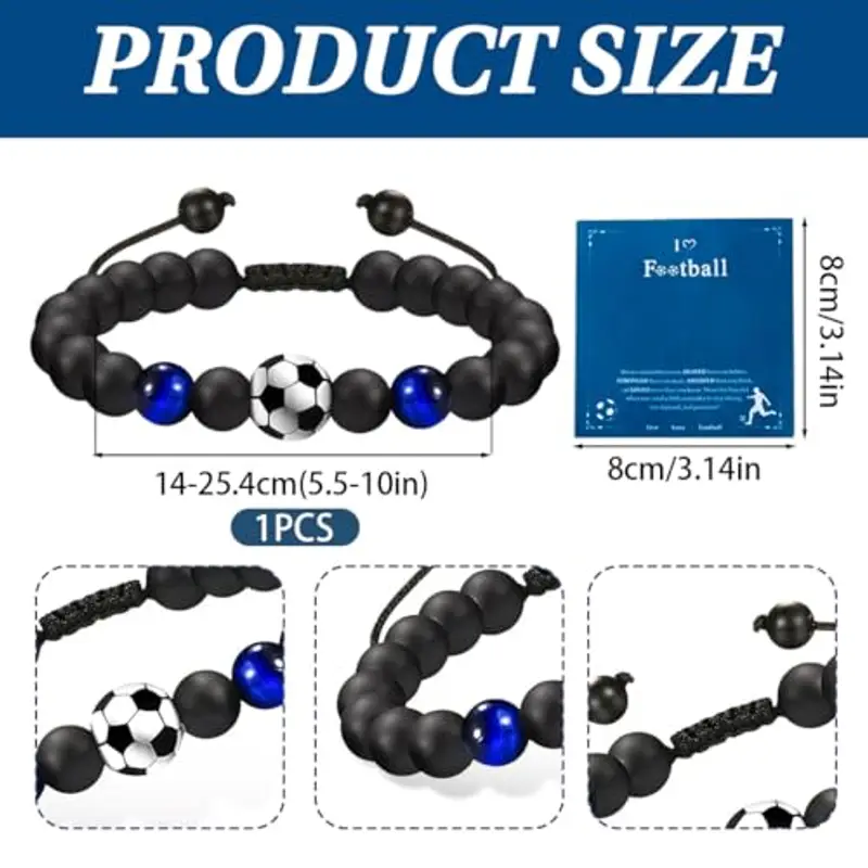 LAJUP Braccialetto Da Calcio Per Bambini, Da Calcio, Per Bambini, Da Calcio, Per Ragazzi, Regalo Di Compleanno, Per Adulti, Adolescenti, Laurea, Natale, Acciaio Inossidabile(Blu) miniatura 2