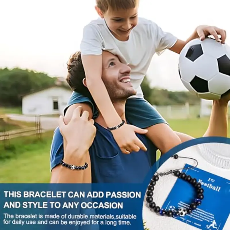 LAJUP Braccialetto Da Calcio Per Bambini, Da Calcio, Per Bambini, Da Calcio, Per Ragazzi, Regalo Di Compleanno, Per Adulti, Adolescenti, Laurea, Natale, Acciaio Inossidabile(Blu) miniatura 3