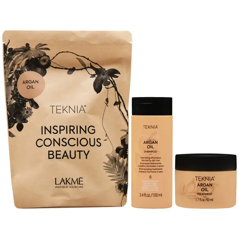 Lakme Teknia Argan Oil Travel Pack - Olio di argan idratante in confezione da viaggio, 100 ml + 50 ml