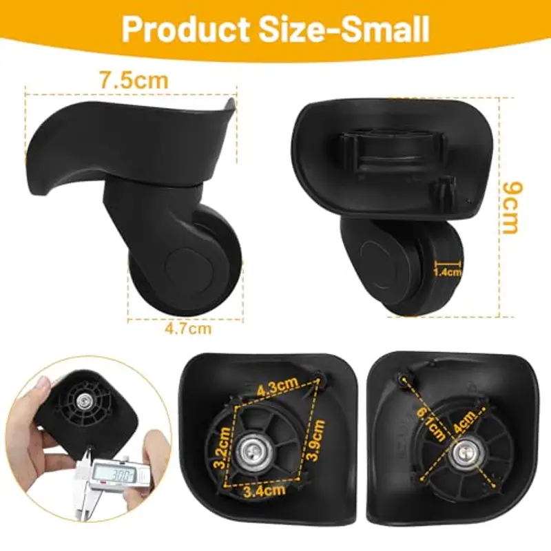 Lalago Coppia di Ruote per Valigia Piccole, Trolley di Ricambio Carpisa, Rotelle Rimovibili Universali, Bagaglio Silenziose per la Sostituzione e la Riparazione miniatura 2