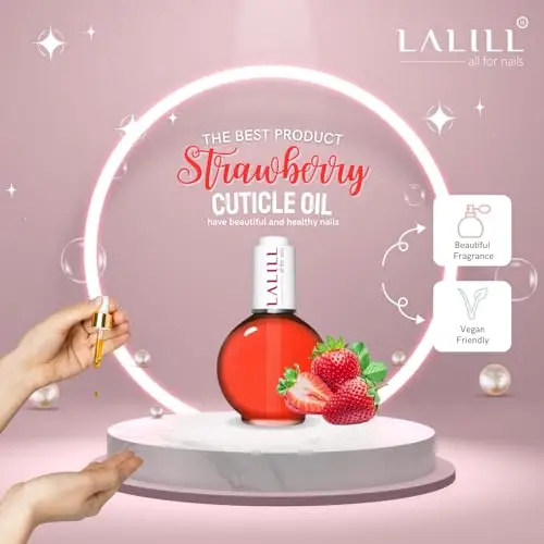 LALILL Olio Cuticole 75ml - Fragola - Trattamento Nutriente per Cuticole e Unghie - Manicure SPA - Vegan miniatura 2