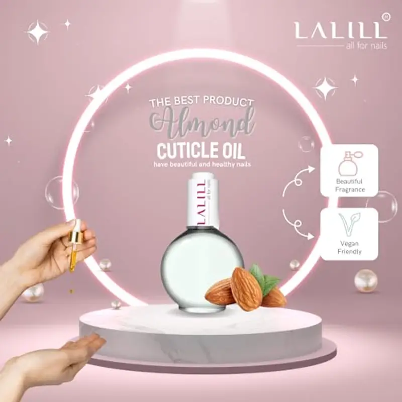 LALILL Olio cuticole 75ml – Trattamento unghie con olio di mandorle – Cura mani stile SPA – Vegan – Con pipetta miniatura 2