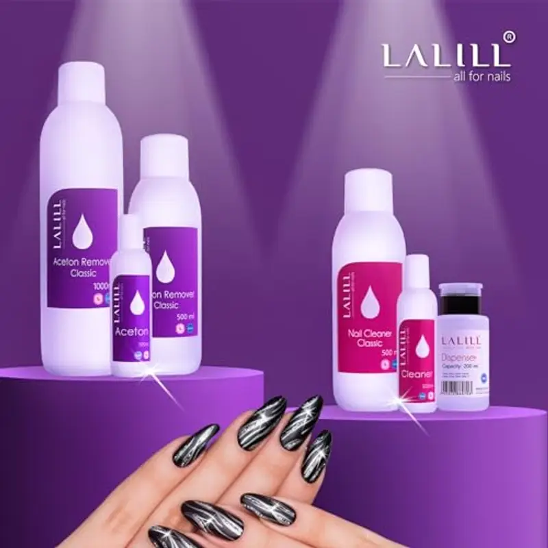 LALILL Solvente per smalto acetone 500 ml – Rimozione per vernici ibride, gel, acrilico e suggerimenti – Gel Polish Remover – Puro acetone UV rimozione smalto miniatura 2