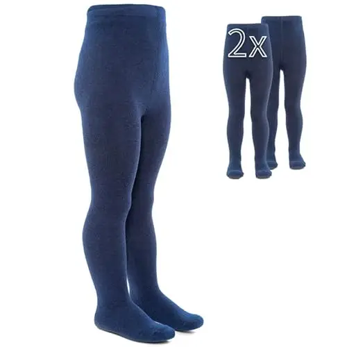 LaLoona - Set 2 paia calze bambina collant, calzamaglia bimba bimbo elasticizzati, ampio elastico alto in cotone
