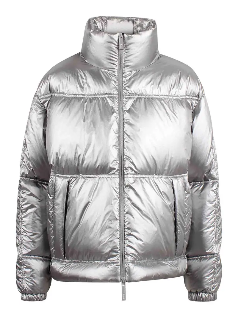 Giacca Collo Alto Metallic Shield Argento