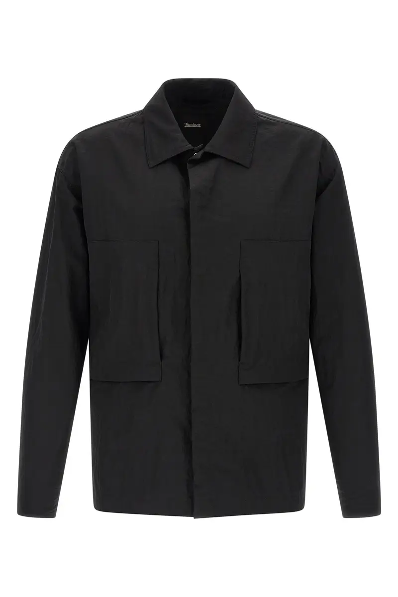 Shacket Effetto Increspato Nero