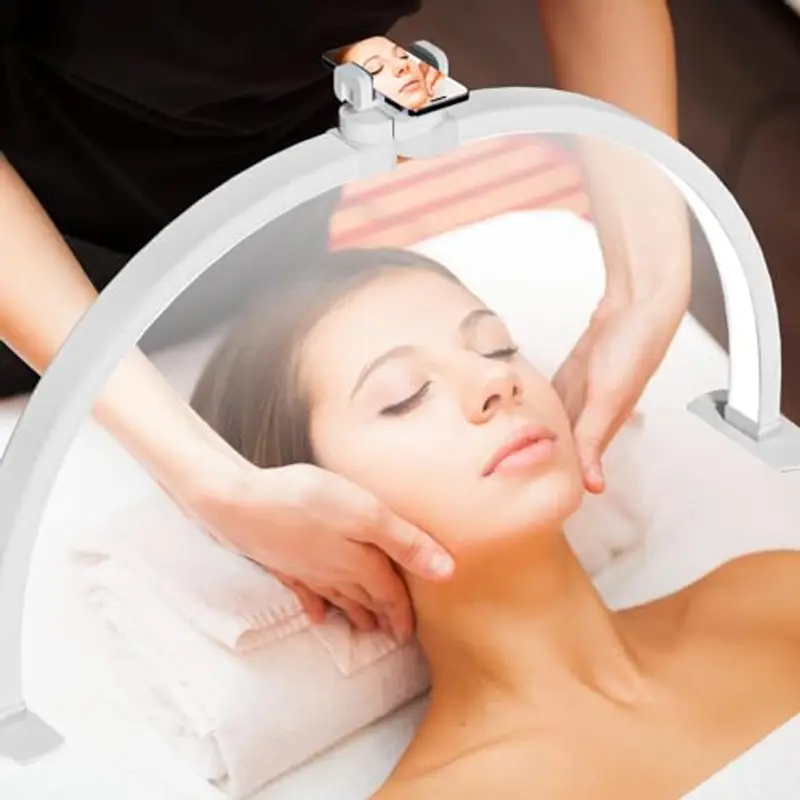 Lampada Extension Ciglia, 42W Half Moon Light per Ciglia con Porta Cellulare, Lampada da Scrivania, Lampada da Tavolo miniatura 2