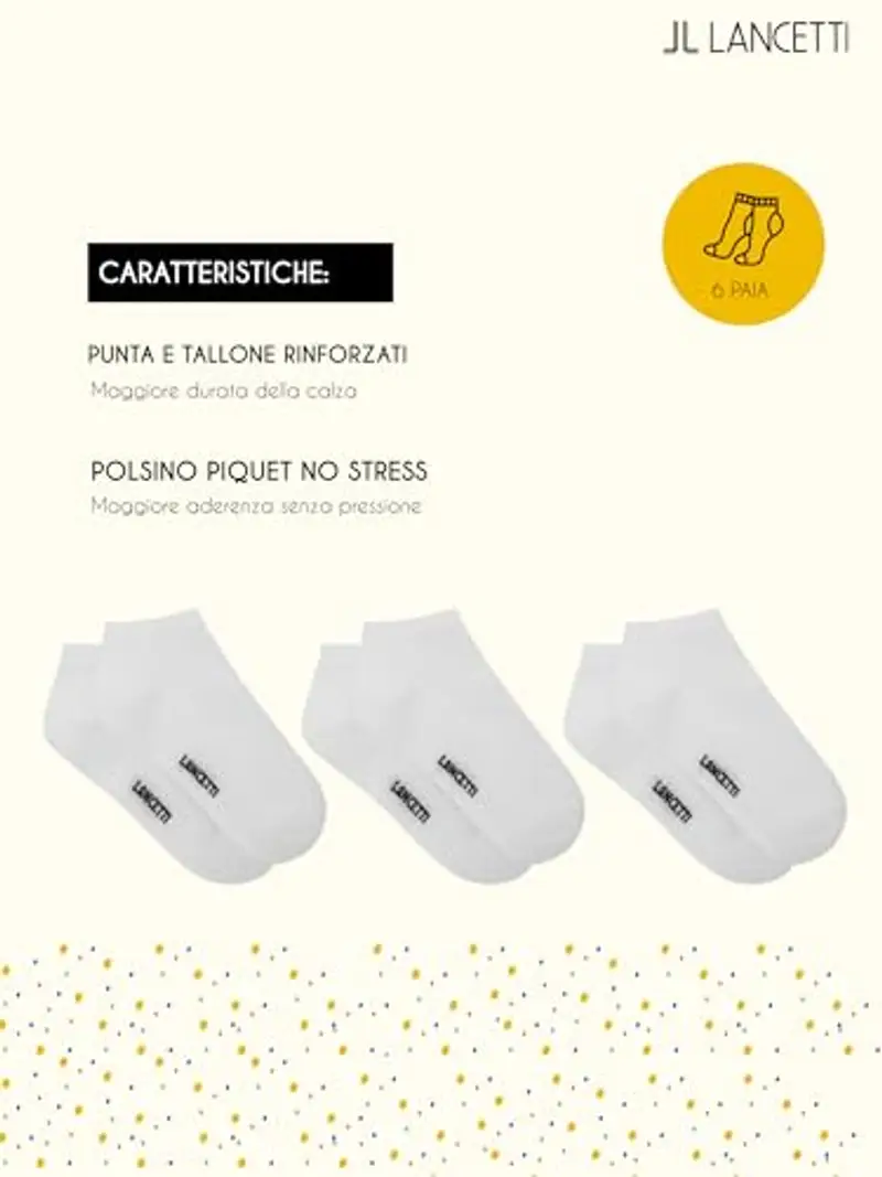 LANCETTI - 6 Paia Calzini Corti Bambino, Fantasmini in Cotone Filo di Scozia per Bimbo, Bianco, 27-30 (4-6 anni) miniatura 2