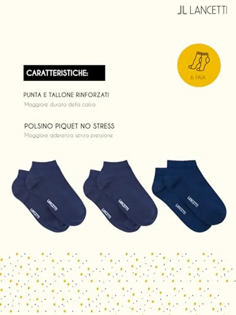 LANCETTI - 6 Paia Calzini Corti Bambino, Fantasmini in Cotone Filo di Scozia per Bimbo, Blu Notte, 27-30 (4-6 anni) miniatura 2