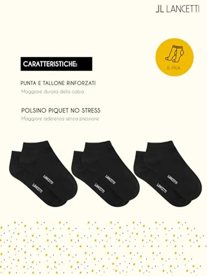 LANCETTI - 6 Paia Calzini Corti Bambino, Fantasmini in Cotone Filo di Scozia per Bimbo, Nero, 27-30 (4-6 anni) miniatura 2