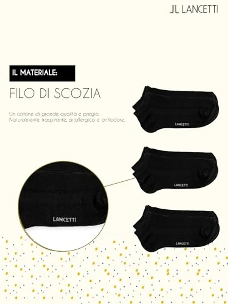 LANCETTI - 6 Paia Calzini Corti Bambino, Fantasmini in Cotone Filo di Scozia per Bimbo, Nero, 27-30 (4-6 anni) miniatura 3