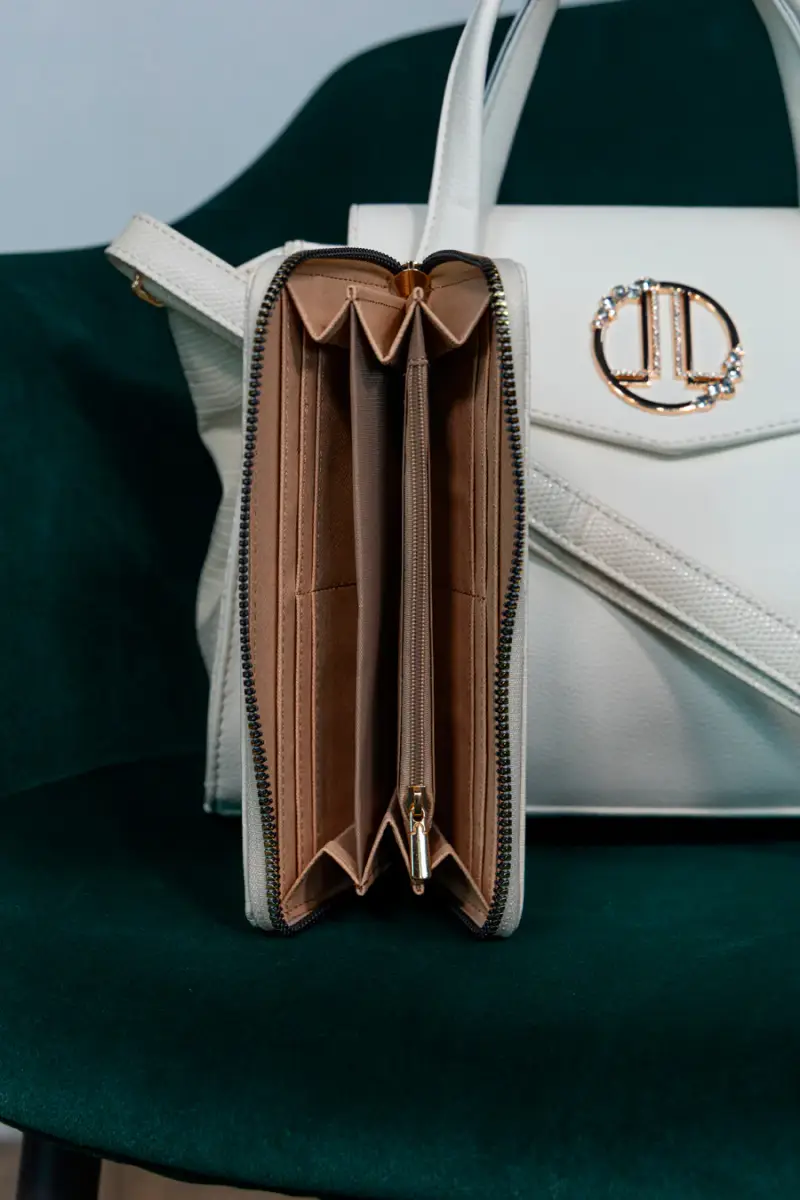 Portafoglio avorio con zip e texture lucertola Lancetti 25S-258-1/PF [BIANCO] miniatura 3