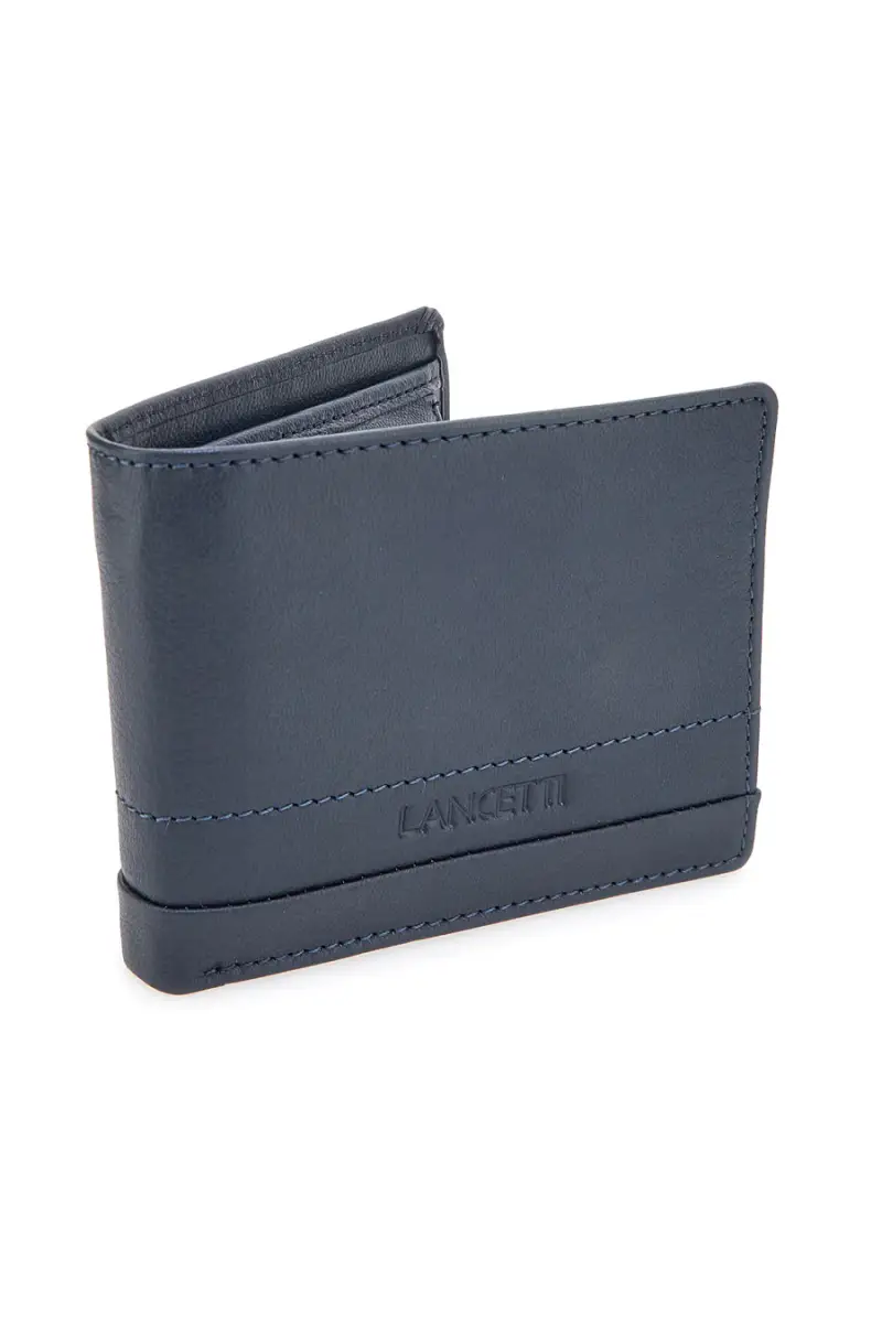 Portafoglio blu in vera pelle con protezione RFID Lancetti LL25W-768-44 [NAVY] miniatura 2