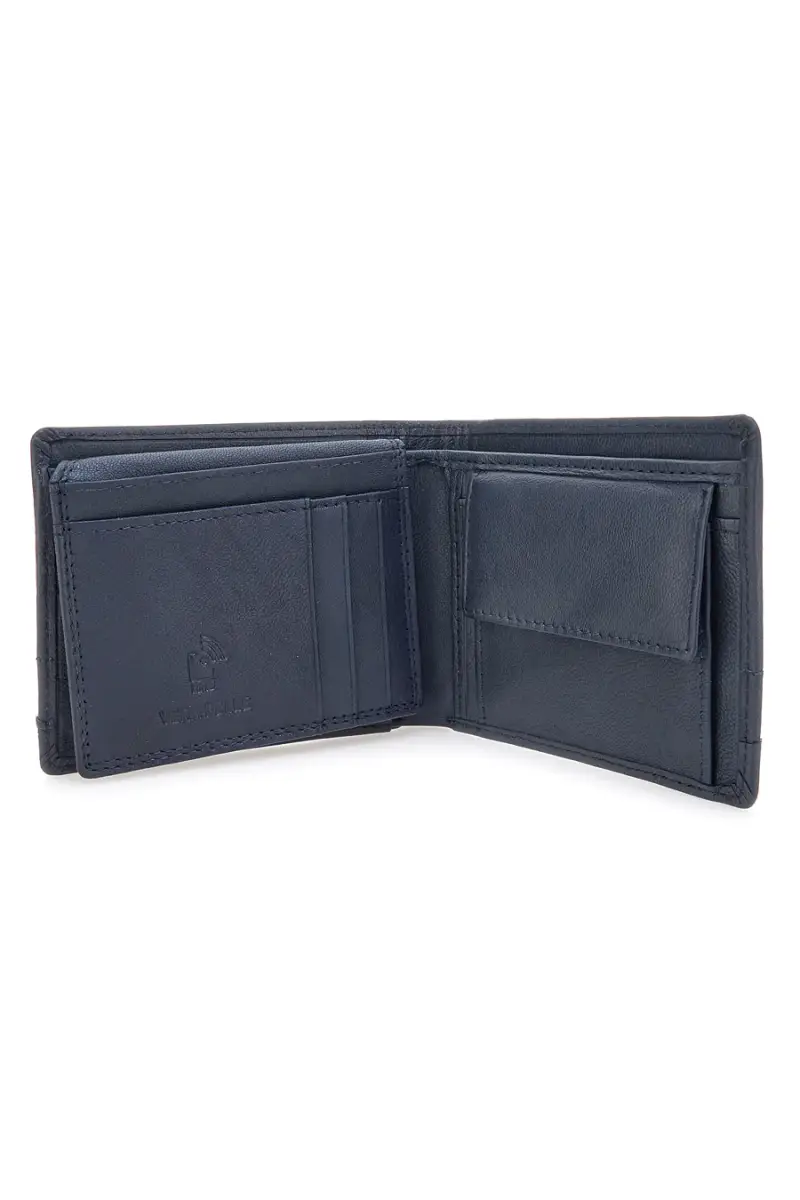 Portafoglio blu in vera pelle con protezione RFID Lancetti LL25W-768-44 [NAVY] miniatura 3