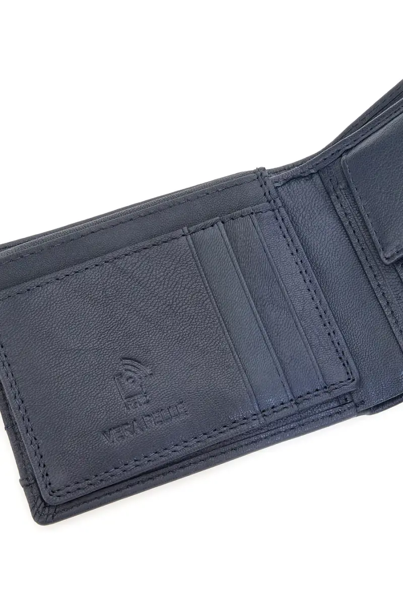Portafoglio blu in vera pelle con protezione RFID Lancetti LL25W-768-44 [NAVY] miniatura 4