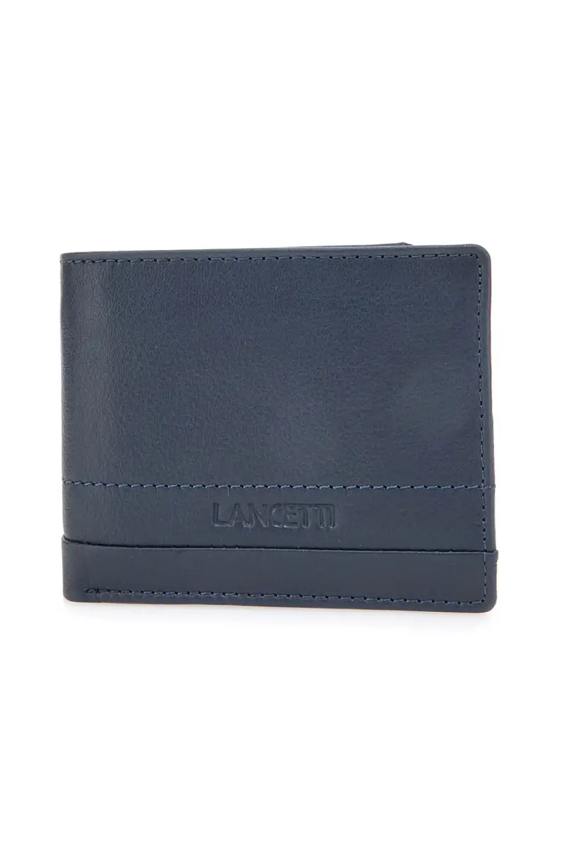 Portafoglio blu in vera pelle con protezione RFID Lancetti LL25W-768-44 [NAVY]