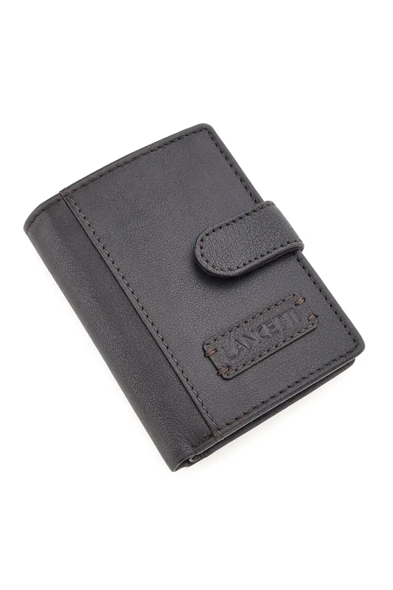 Portafoglio marrone con chiusura a bottone Lancetti LL25W-760-82 [MARRONE] miniatura 4