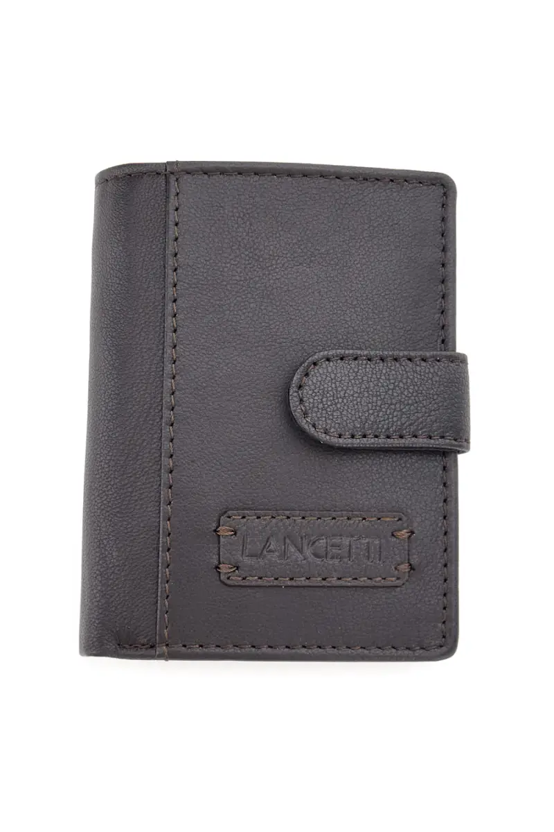 Portafoglio marrone con chiusura a bottone Lancetti LL25W-760-82 [MARRONE]