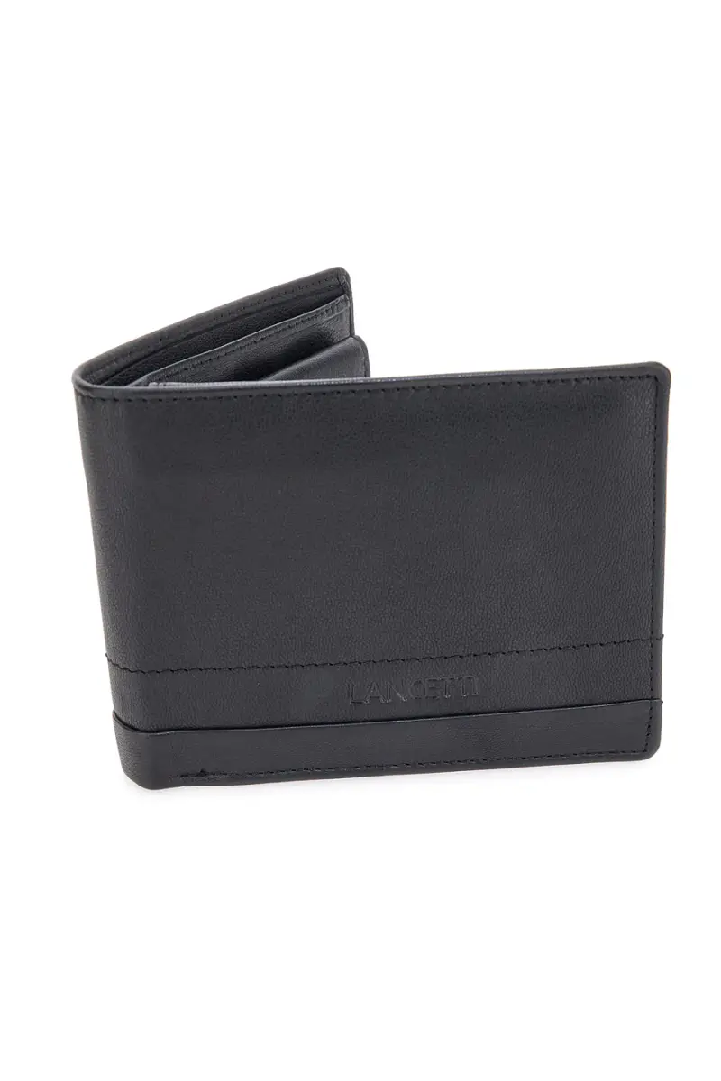 Portafoglio nero in vera pelle con protezione RFID Lancetti LL25W-768-04 [NERO] miniatura 2