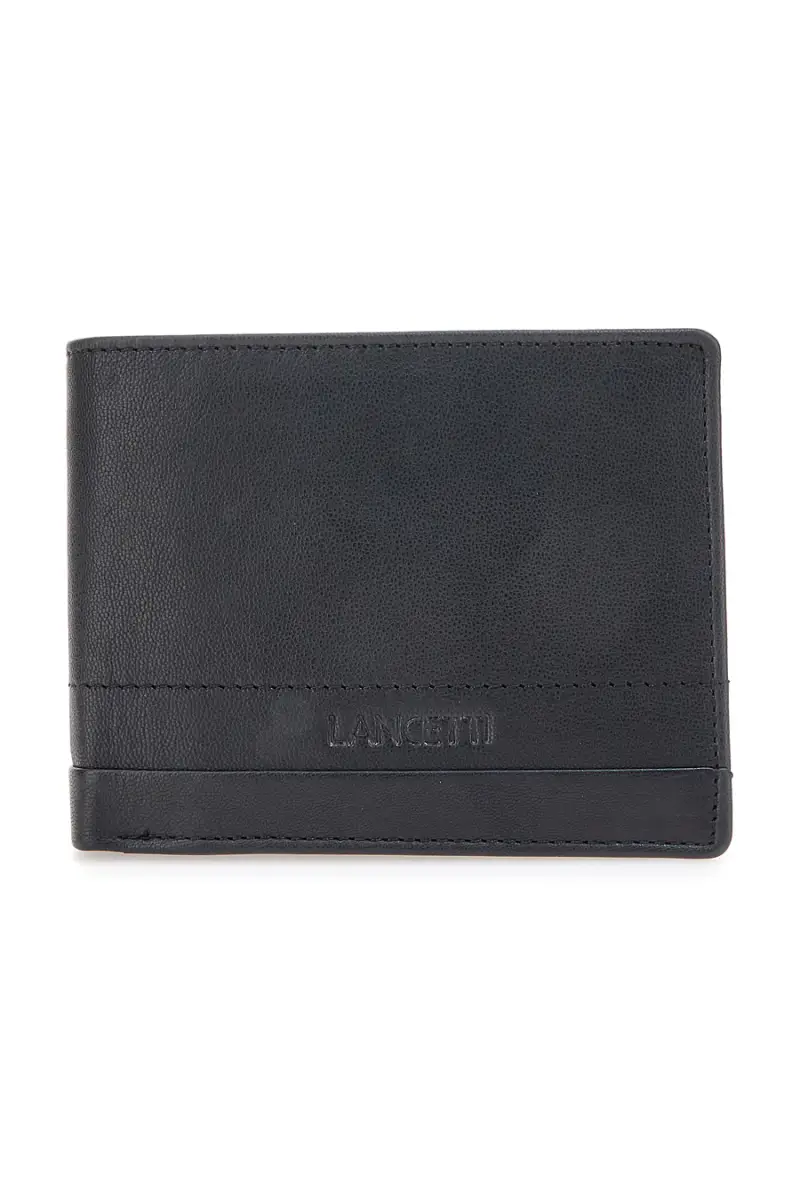 Portafoglio nero in vera pelle con protezione RFID Lancetti LL25W-768-04 [NERO]
