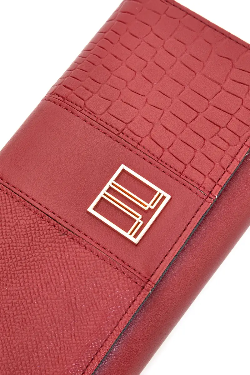 Portafoglio rosso con texture animalier e dettagli dorati Lancetti LL25W-501-68 [RUBINO] miniatura 2