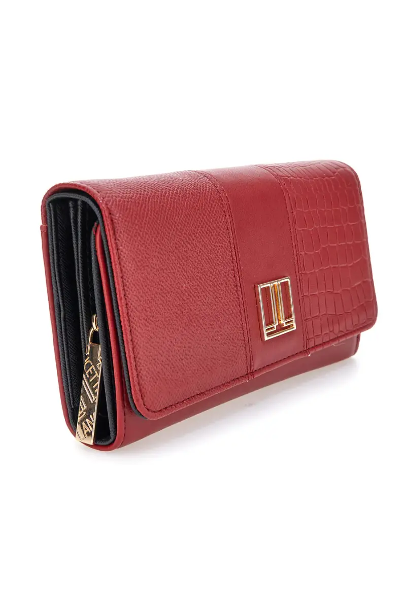 Portafoglio rosso con texture animalier e dettagli dorati Lancetti LL25W-501-68 [RUBINO] miniatura 3