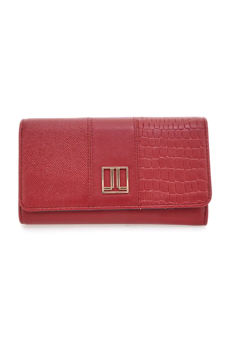 Portafoglio rosso con texture animalier e dettagli dorati Lancetti LL25W-501-68 [RUBINO]