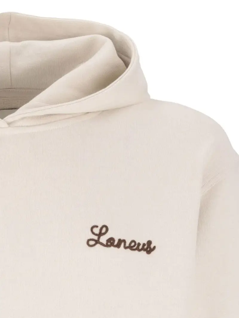 Felpa con Cappuccio e Ricamo Logo Crema miniatura 3