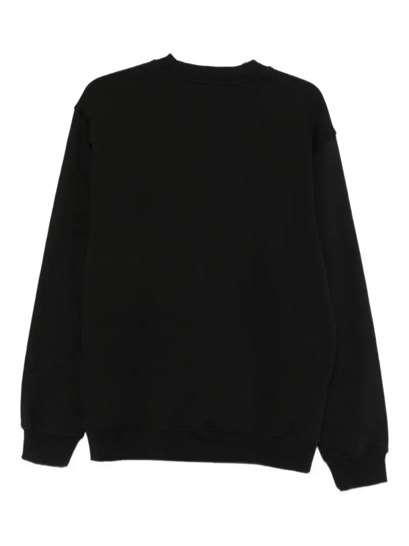 Felpa nera con logo ricamato Nero miniatura 3