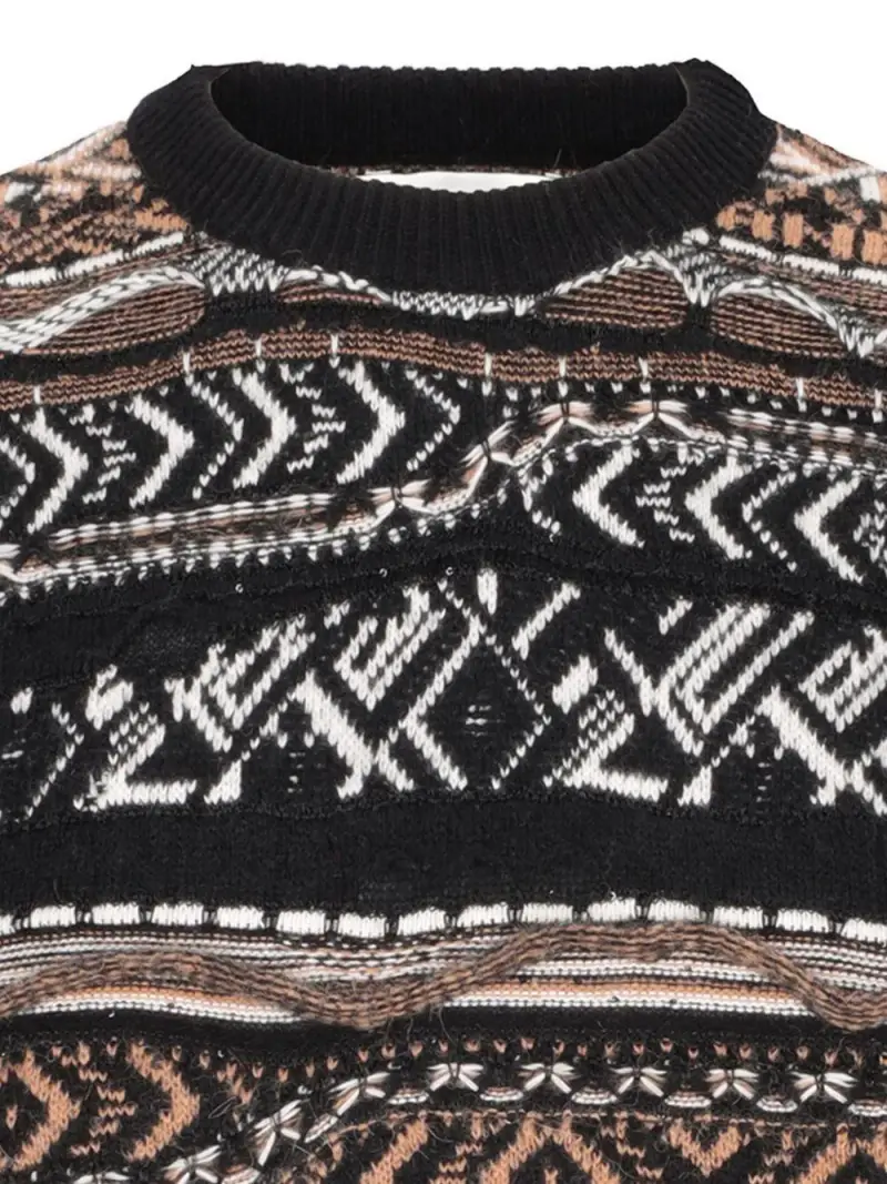 Maglione Girocollo con Motivo Fair Isle Camel miniatura 2