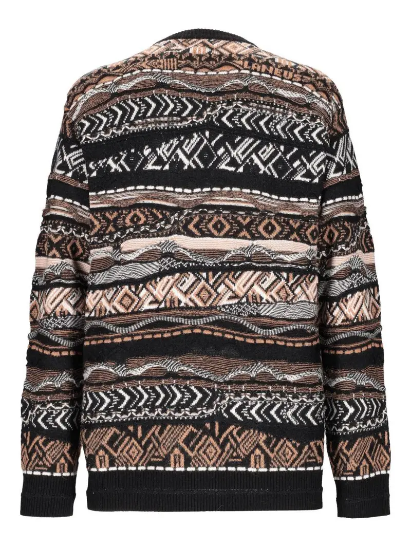 Maglione Girocollo con Motivo Fair Isle Camel miniatura 3