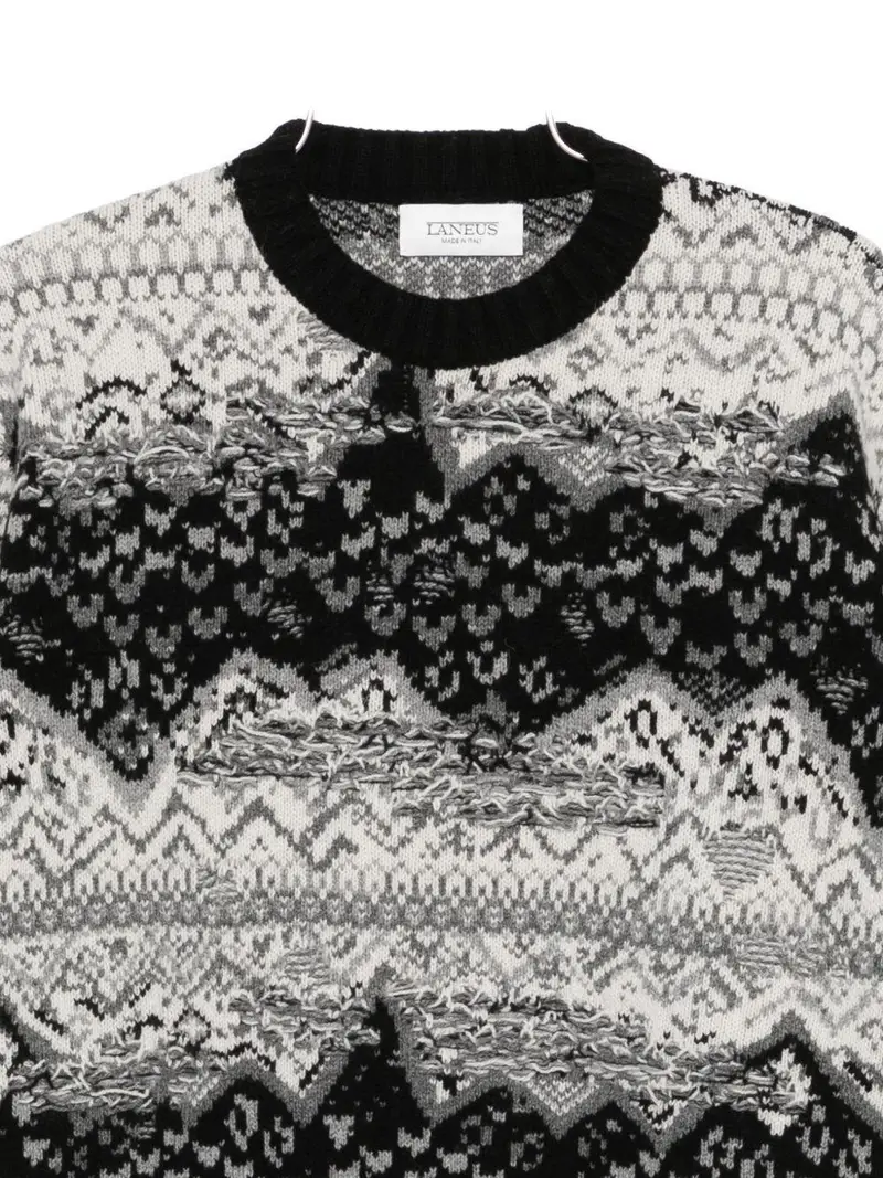 Laneus Maglione nero a fantasia con dettagli miniatura 2