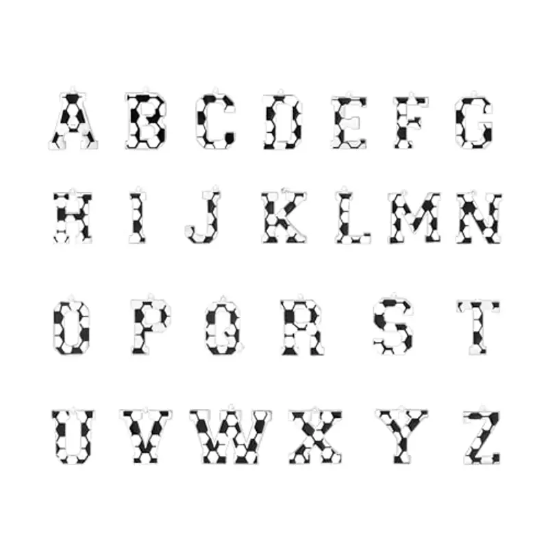 Lantine Collana con lettere da calcio, A-Z, con ciondolo a forma di calcio, in acciaio inox, 55 cm, Acciaio inossidabile miniatura 2