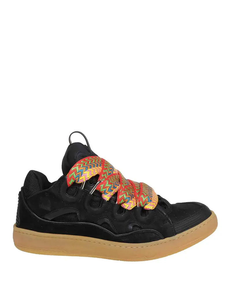 Curb Sneakers In Pelle E Camoscio Nero