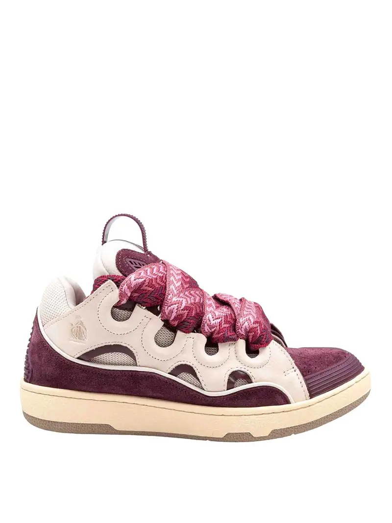 Curb Sneakers In Pelle E Tessuto Bordeaux