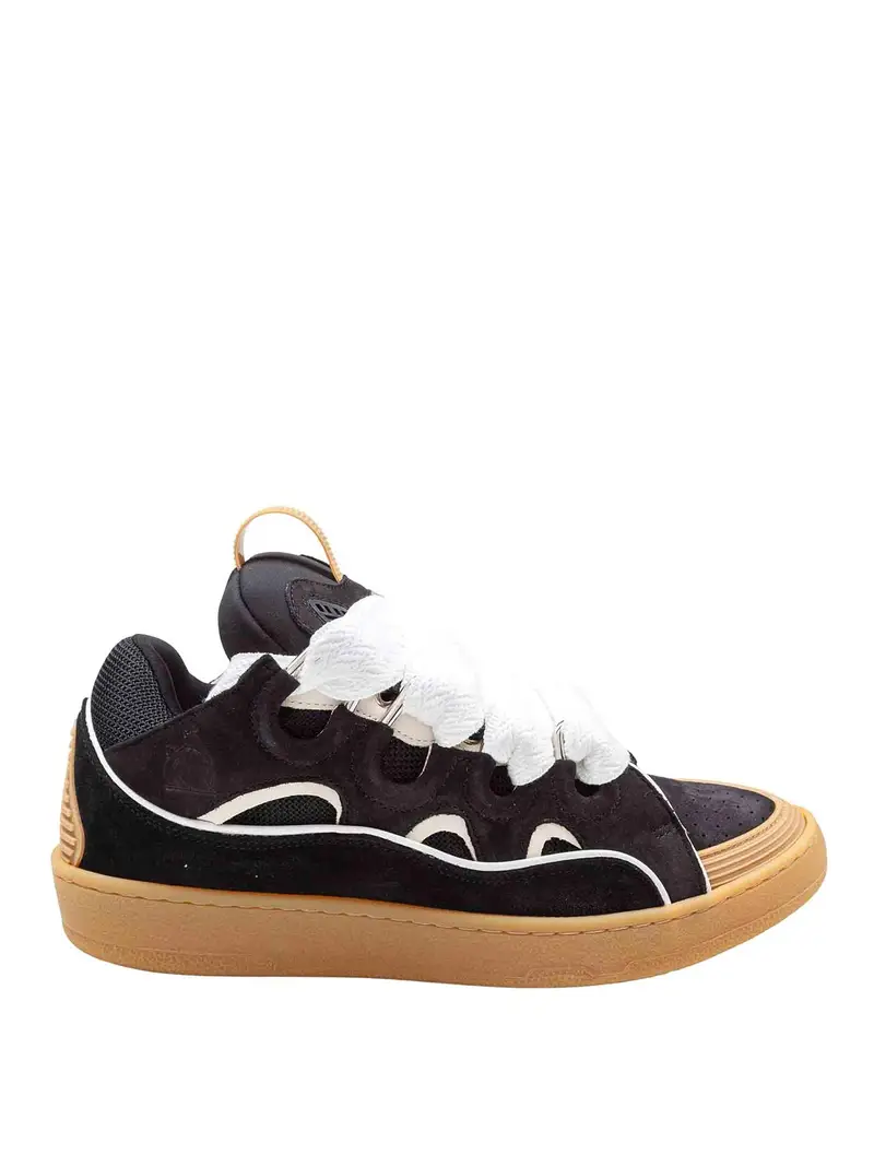 Curb Sneakers In Pelle E Tessuto Nero