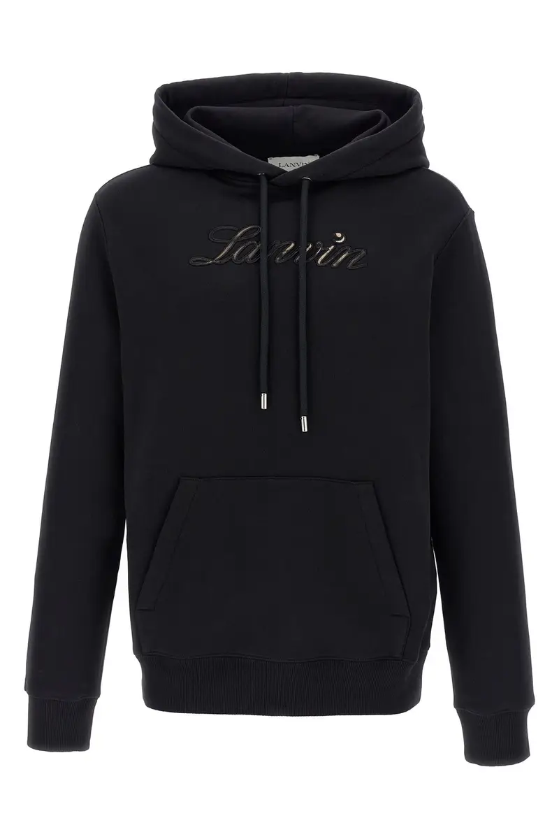 Felpa Con Cappuccio Logo Nero