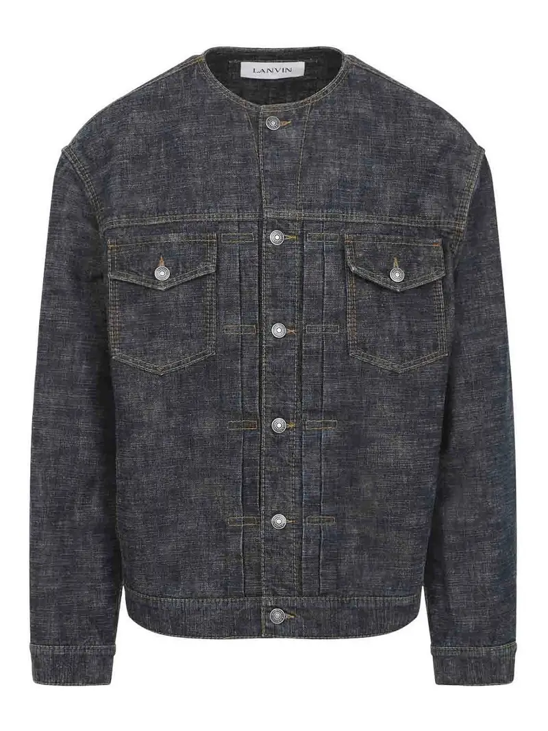 Giacca senza colletto Blu scuro