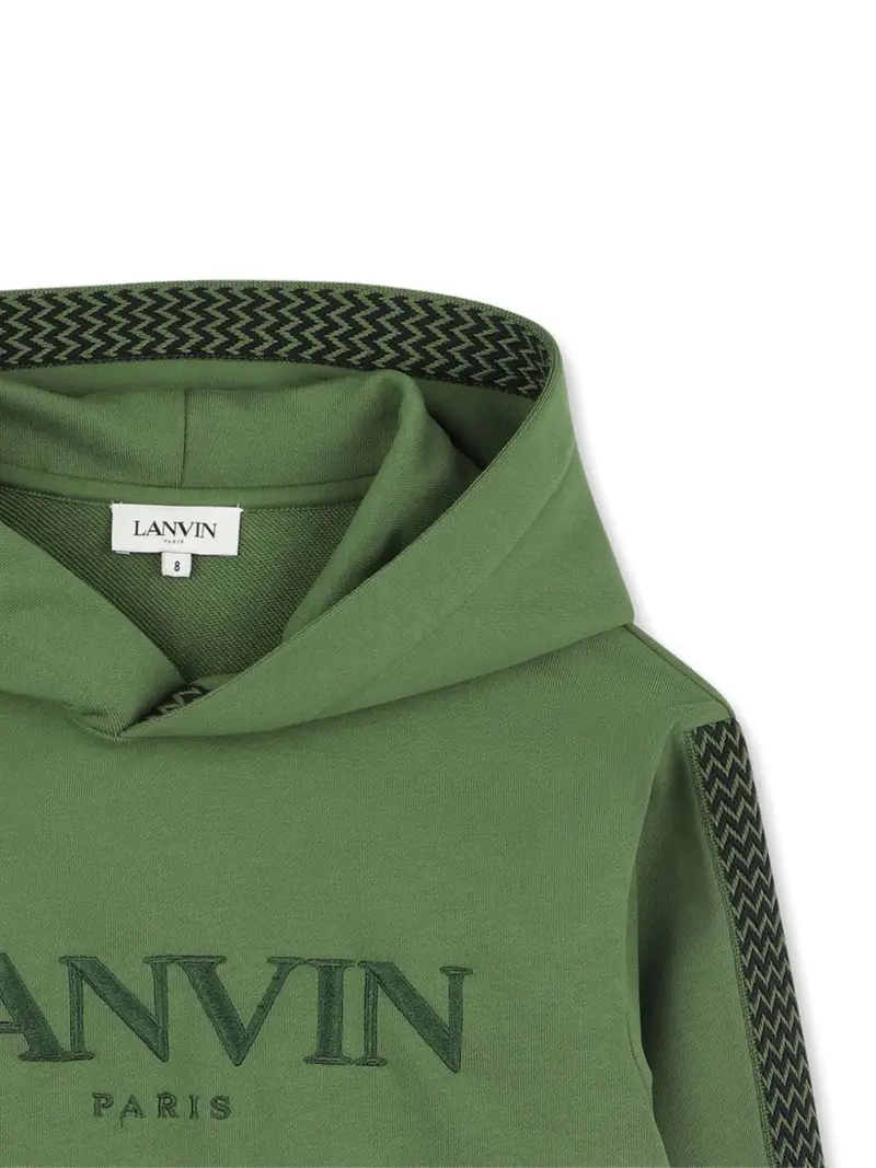 Lanvin Kids Felpa Bambino Oliva con Cappuccio miniatura 3